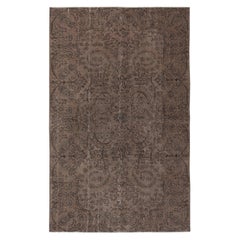 5.3x8.3 Ft Brown Area Rug mit botanischem Design, handgeknüpft in der Türkei