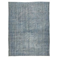 6.6x8.6 Ft Türkischer Vintage-Teppich in Blau, rot lackiert, für moderne Inneneinrichtungen