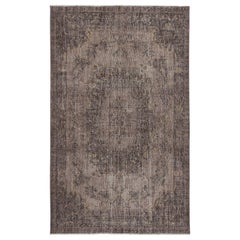 Tappeto da pavimento 5.7x9 Ft realizzato a mano in Turchia. Tappeto per l'area tinto in marrone