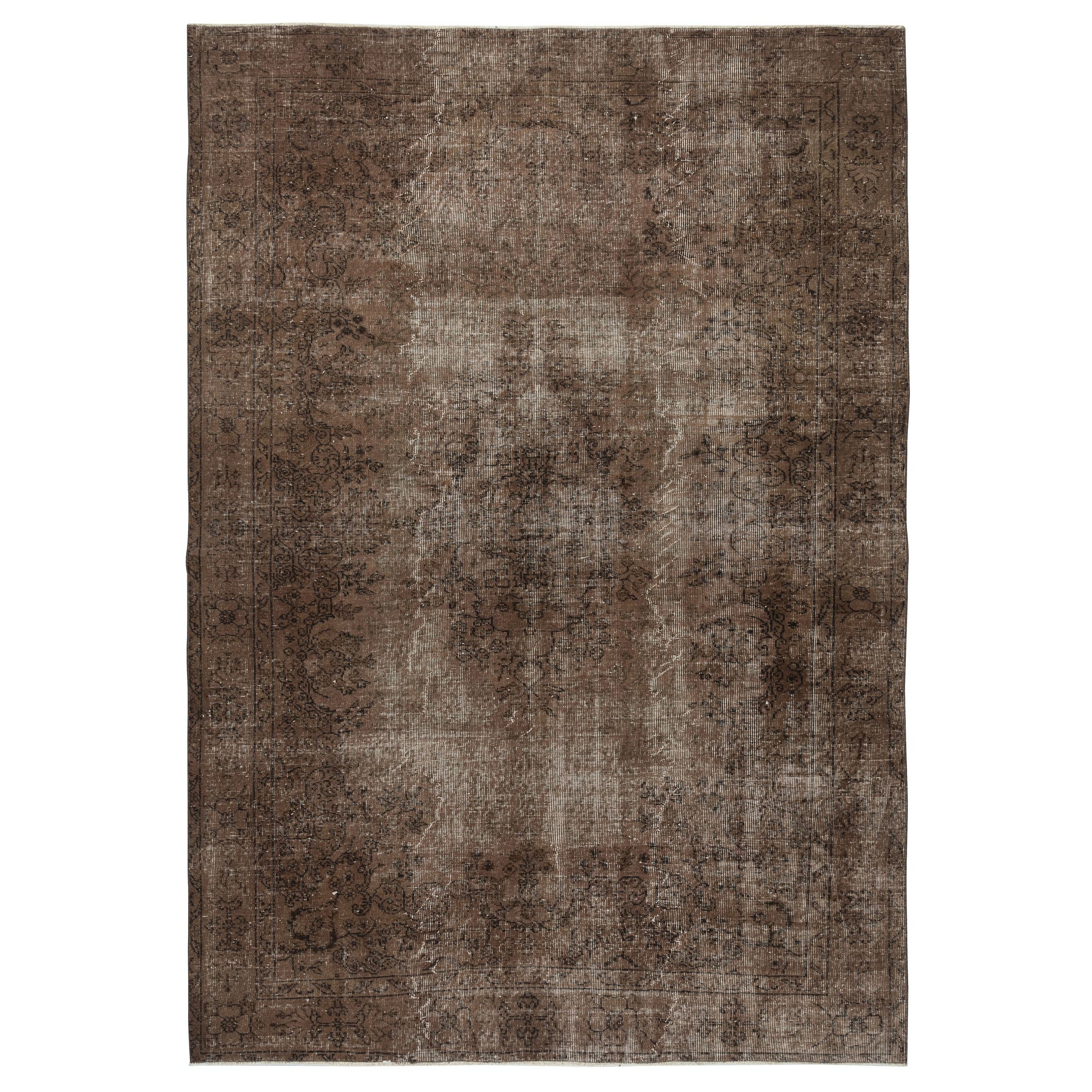 6.7x9.7 Ft Modern Brown Area Rug. Handmade Turkish Area Rug. Bohemian Home Decor