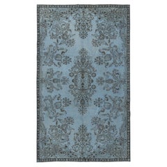 5.2x8.8 Ft Blue Color Area Rug with Floral Garden Design, Handmade in Turkey (tapis de couleur bleu avec un design de jardin floral, fait à la main en Turquie)