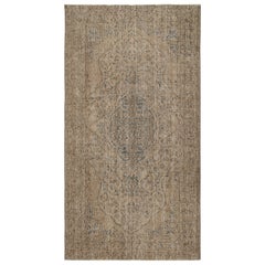 Tappeto per l'area contemporanea annodato a mano 5.2x9.4 Ft. Pavimento turco di colore marrone