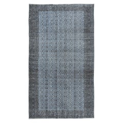 5.3x9.4 Ft Contemporary Floral Design Area Rug in Blue, Hand-knotted in Turkey (tapis noué à la main en Turquie)