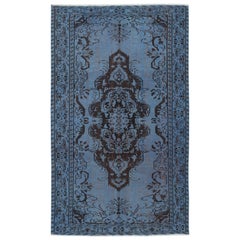 5.2x8.8 Ft Contemporary Handmade Turkish Area Rug in Blue. Revêtements de sol en laine