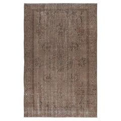 5.5x8.5 Ft Contemporary Handmade Low Pile Turkish Wool Area Rug in Brown Color