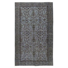 4.8x8 Ft Modern Flower Design Area Rug in Blue Color, Hand-knotted in Turkey (tapis noué à la main en Turquie)