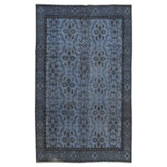 5.2x8.4 Ft zeitgenössische handgefertigte blaue Farbe türkischen Bereich Teppich mit floralen Design