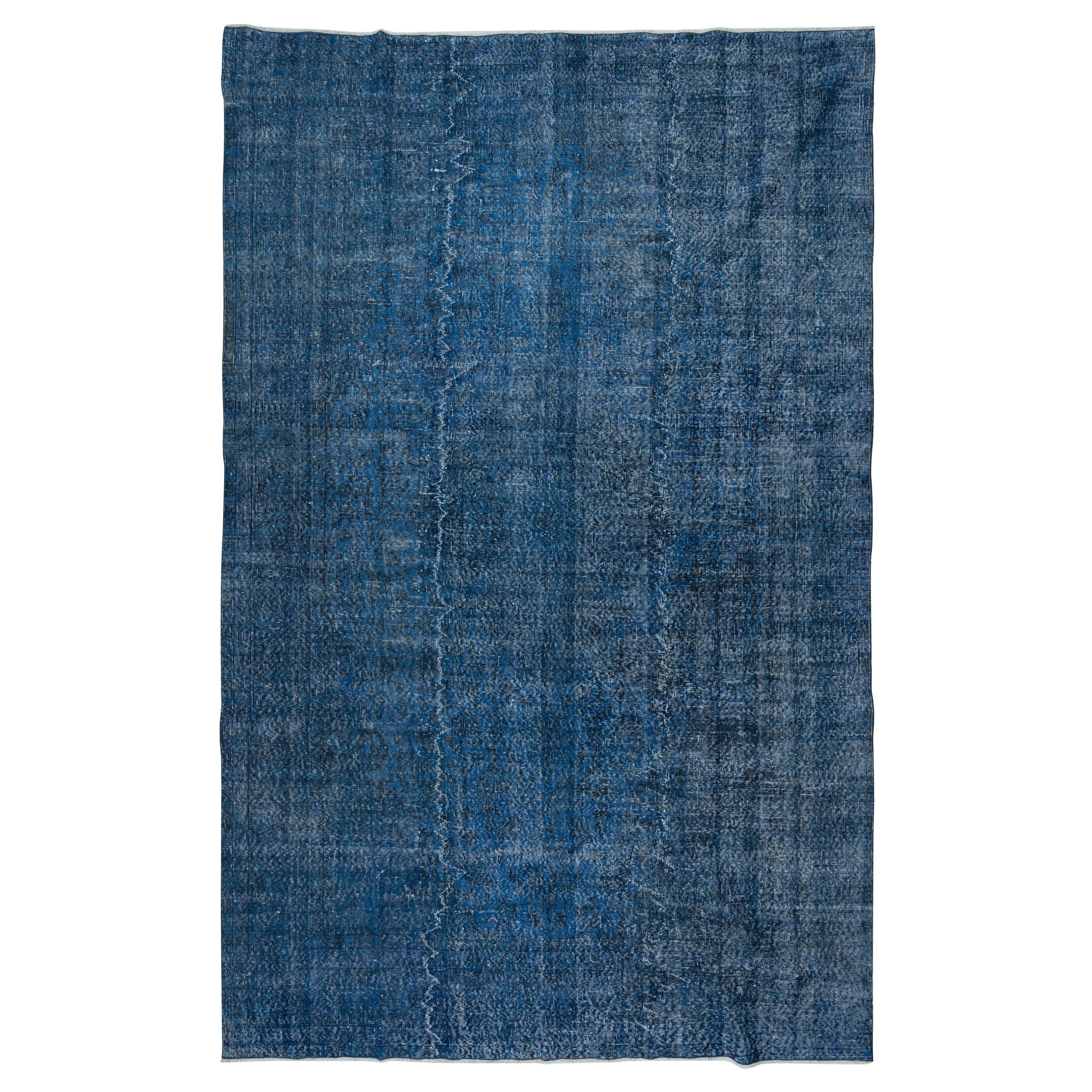 7.5x12 Ft Handmade Navy Blue Rug for Living Room, Modern Turkish Large Carpet For Sale
