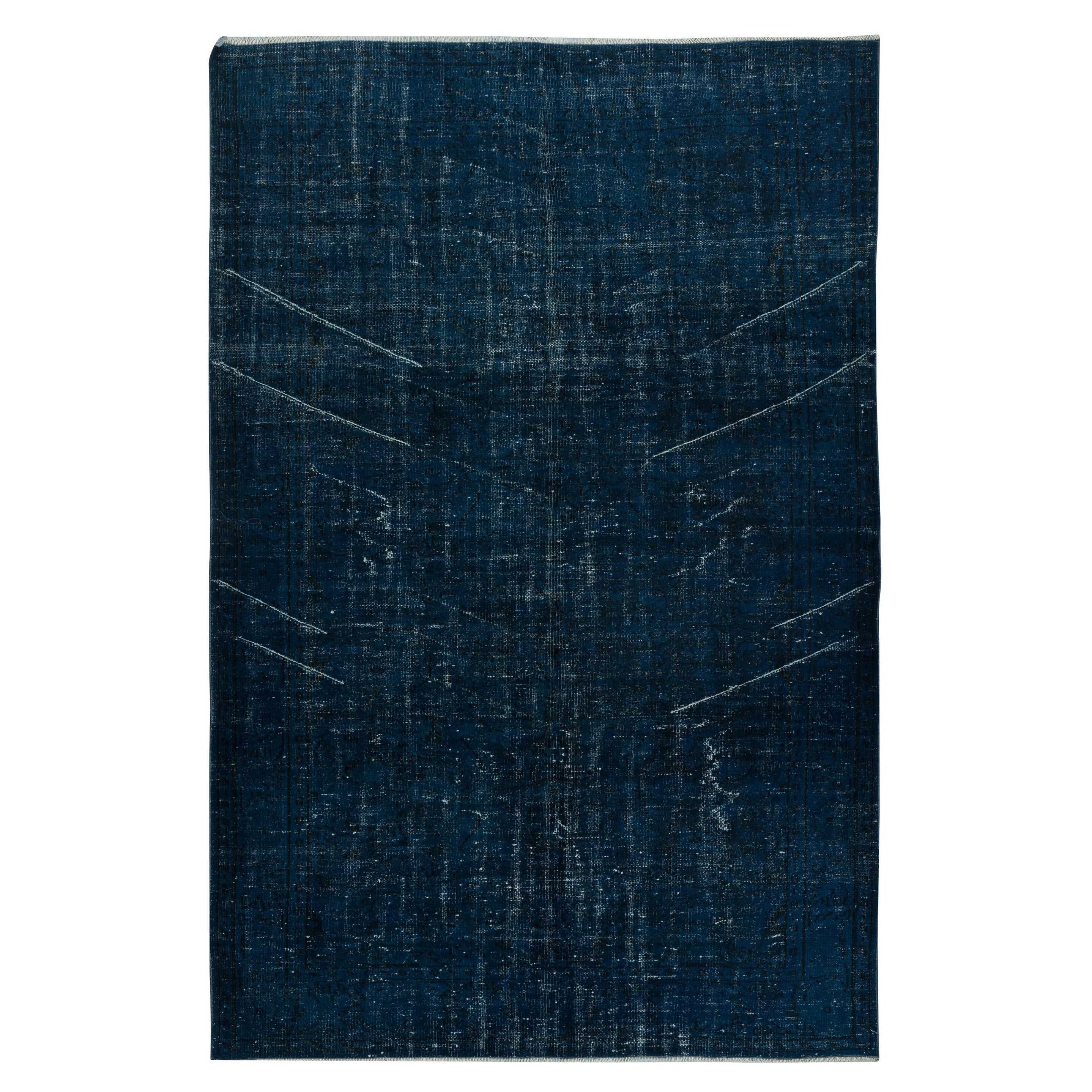 6x9 Ft Home Decor Handmade Solid Navy Blue Color Over-Dyed Turkish Area Rug