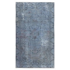 Tappeto turco moderno fatto a mano 5.8x9.4 Ft di colore azzurro. Rivestimenti per pavimenti