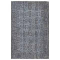 5.8x9 Ft Türkischer Vintage-Teppich in Blau, rot lackiert, für moderne Inneneinrichtungen