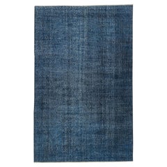 5.3x8.3 Ft Solid Blue Area Rug for Contemporary Interiors, Handmade in Turkey (tapis d'intérieur bleu uni pour les intérieurs contemporains, fabriqué à la main)