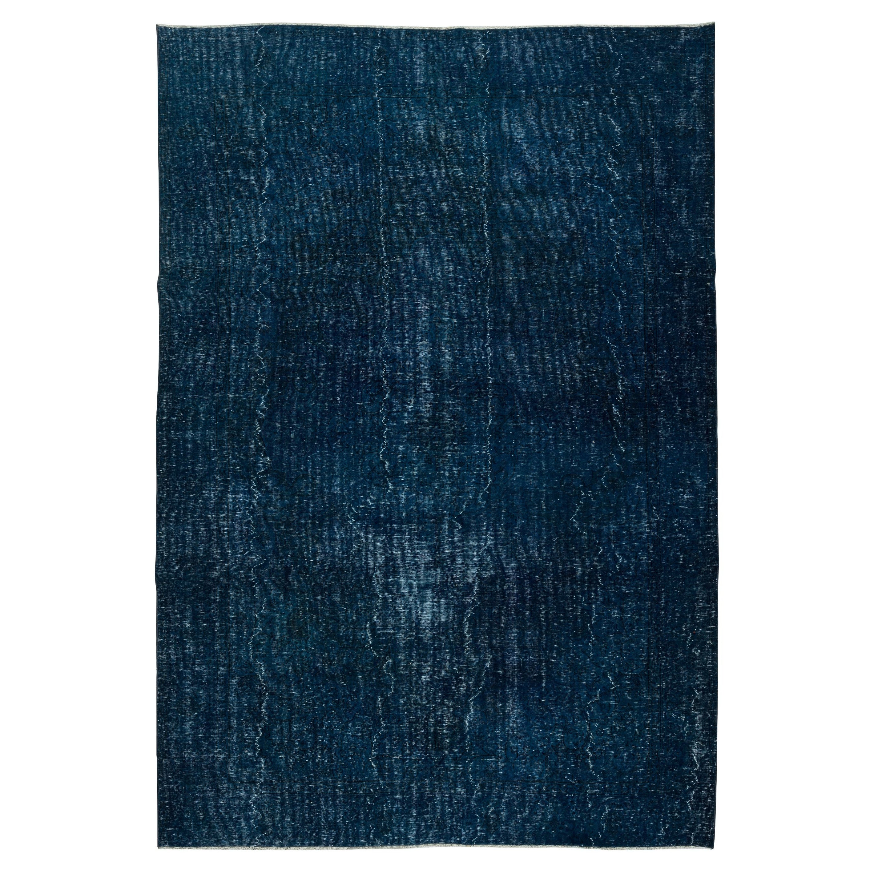 8x11.6 Ft Modern Turkish Wool Area Rug. Navy Blue Color Handmade Carpet