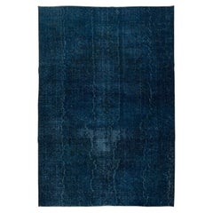 8x11.6 Ft Moderner türkischer Teppich aus Wolle. Marineblaue Farbe Handgefertigter Teppich
