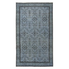 5.6x9.6 Ft zeitgenössische handgefertigte blaue Farbe türkischen Bereich Teppich mit floralen Design