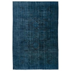 Alfombra moderna de lana de color azul marino, anudada a mano en Turquía