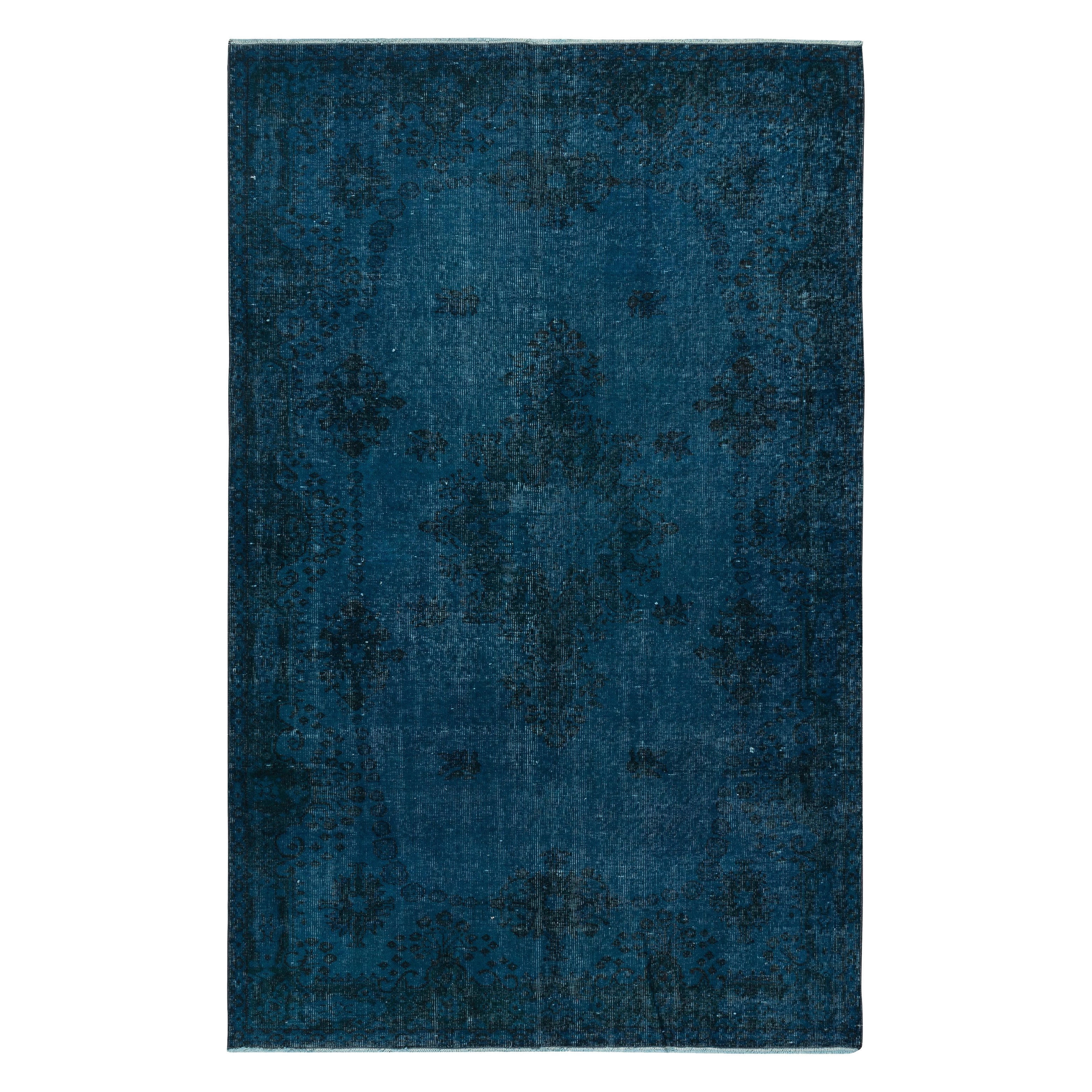 5.7x9 Ft Navy Blue Color Handmade Turkish Wool Area Rug for Modern Interiors (Tapis de laine turque fait à la main pour les intérieurs modernes)