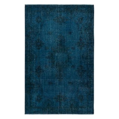 5.7x9 Ft Navy Blue Color Handmade Turkish Wool Area Rug for Modern Interiors (Tapis de laine turque fait à la main pour les intérieurs modernes)