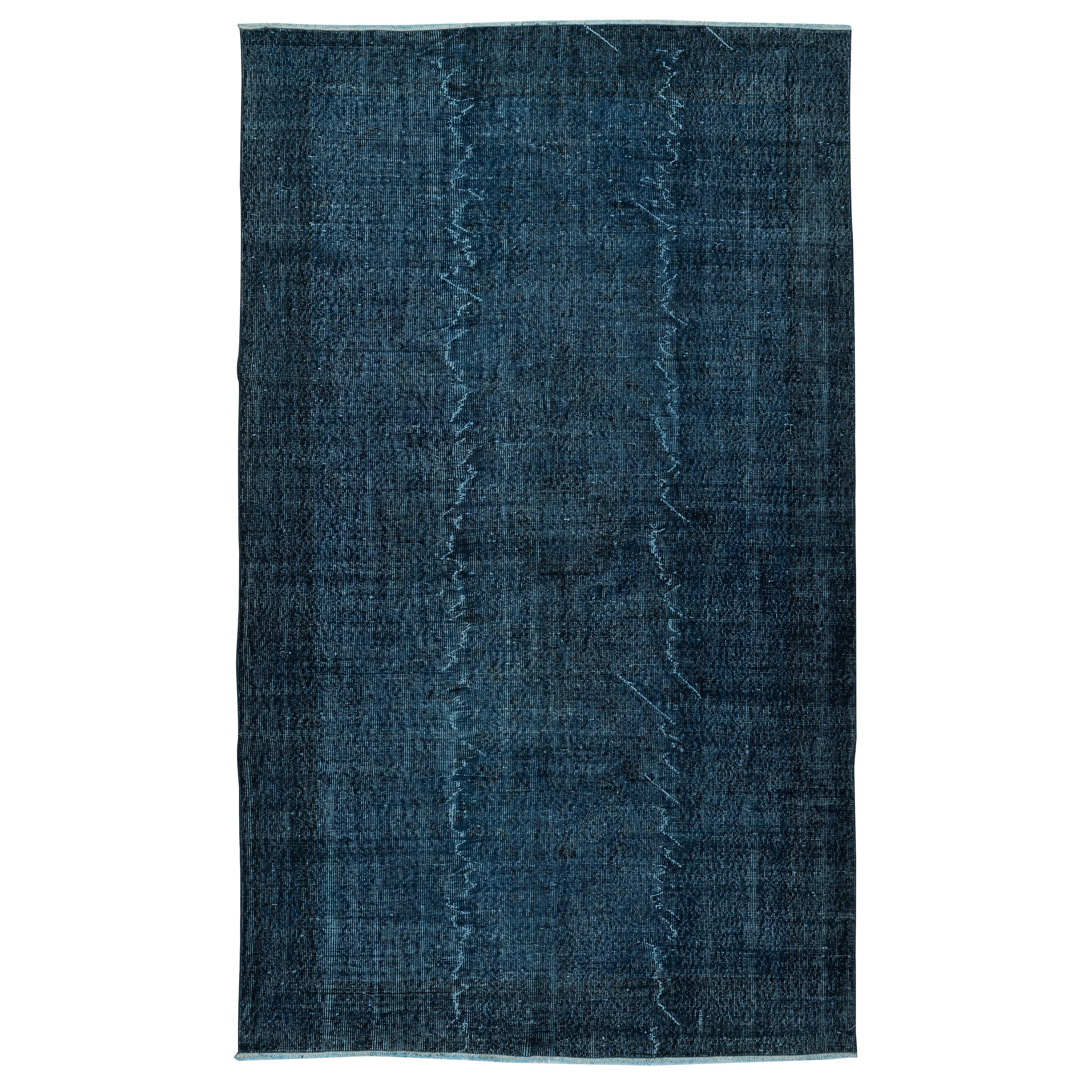 6.2x10.3 Ft Contemporary Handmade Turkish Wool Area Rug in Navy Blue Color