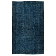 Tappeto da giardino contemporaneo in lana turca fatta a mano 6.2x10.3 Ft in colore blu navy