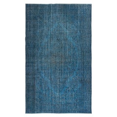 6x10 Ft Tapis turc vintage redyed in Blue Color pour les intérieurs modernes