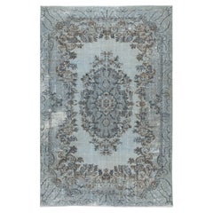 6.3x9.6 Ft Soft Blue Color Area Rug with Medallion Design. Handmade in Turkey