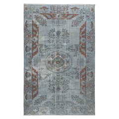 6.5x10 pieds Tapis de sol turc vintage teinté en bleu pour les intérieurs modernes