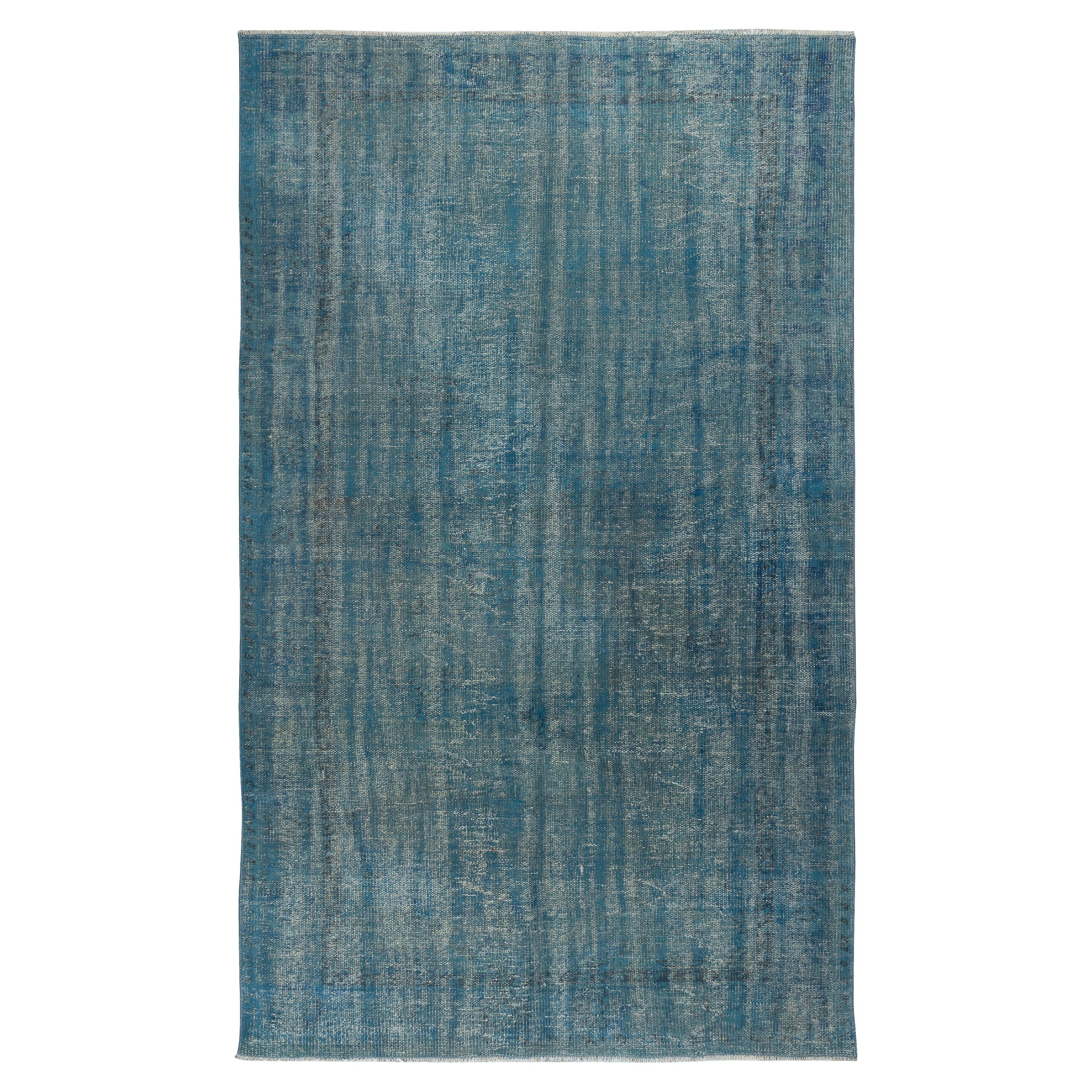 6x9.7 Ft Contemporary Wool Area Rug in Blue Color, Hand-knotted in Turkey (Tapis de laine contemporain de couleur bleue, noué à la main en Turquie)