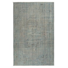 6x9.3 Ft Decorative Handmade Turkish Wool Area Rug in Light Blue. Revêtements de sol