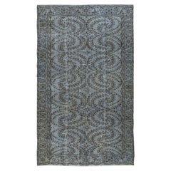 5.6x9 Ft Contemporary Handmade Turkish Wool Area Rug in Stone Blue Color (Tapis de laine turque fait à la main)