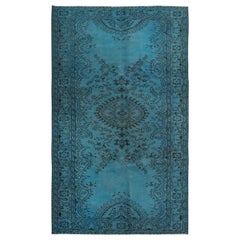 5.5x9 Ft Tapis turc vintage teint en bleu pour intérieurs contemporains