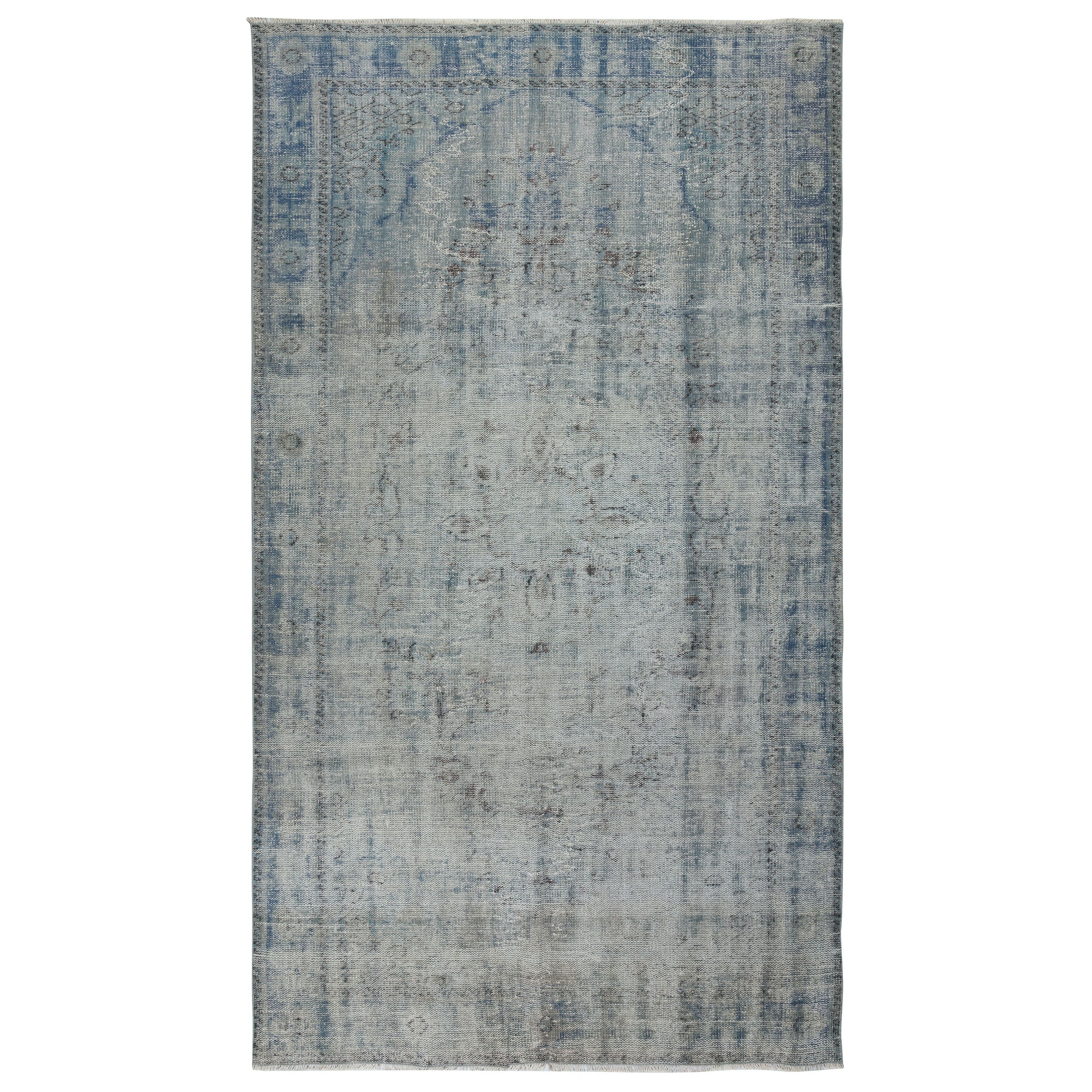 6x10.4 Ft Distressed Blue Area Rug for Contemporary Interior, Handmade in Turkey (tapis d'intérieur bleu délavé pour un intérieur contemporain, fait à la main en Turquie)
