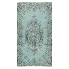 3.8x7 Ft Light Blue Accent Rug with Medallion Design. Noué à la main en Turquie