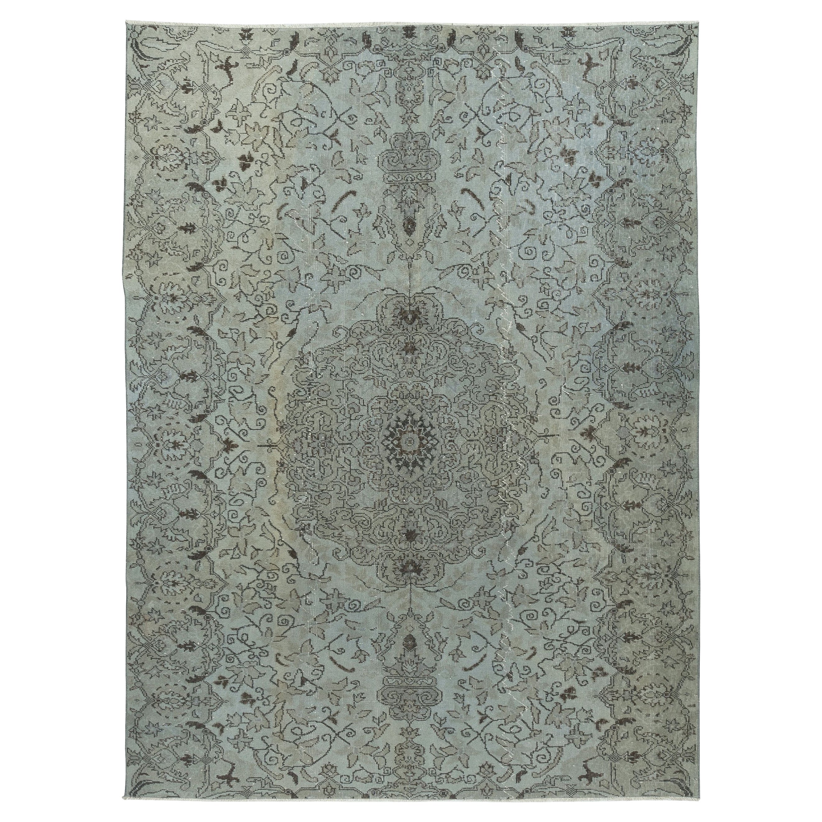 6x8.3 Ft Modern Light Area Rug in Blue, tissé et noué à la main en Turquie