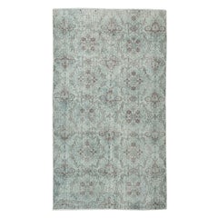3.8x6.8 Ft Light Blue Color Handmade Turkish Wool Area Rug for Modern Interiors (Tapis de laine turque fait à la main pour les intérieurs modernes)