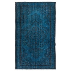 5.8x9,5 Ft Türkischer Vintage-Teppich in Blau, rot lackiert, für moderne Inneneinrichtungen