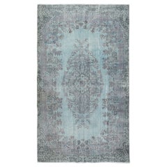 5.6x9.6 Ft Light Blue Color Handmade Turkish Wool Area Rug for Modern Interiors (Tapis de laine turque fait à la main pour les intérieurs modernes)