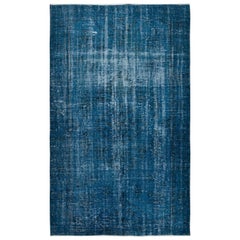 6.2x10 Ft Distressed Modern Hand Knotted Turkish Rugs Re-Dyed nel colore blu navy