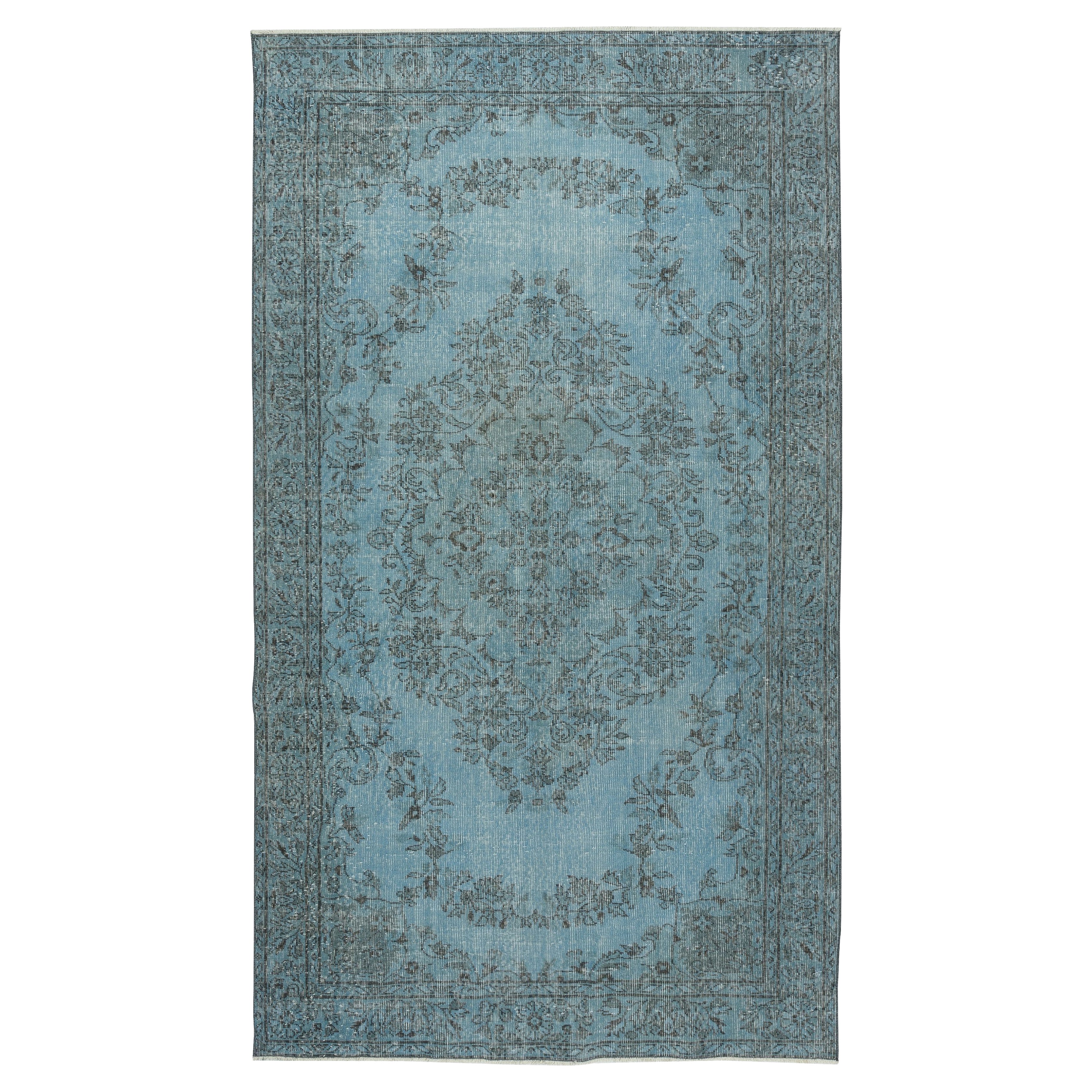 5.2x9 Ft Modernity Area Rug in Blue Color, Hand-woven and Hand-knotted in Turkey (tapis tissé et noué à la main en Turquie)