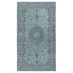 5x9.2 Ft Vintage Türkischer Vintage-Teppich in Blaurot in moderner Inneneinrichtung für modernes Interieur