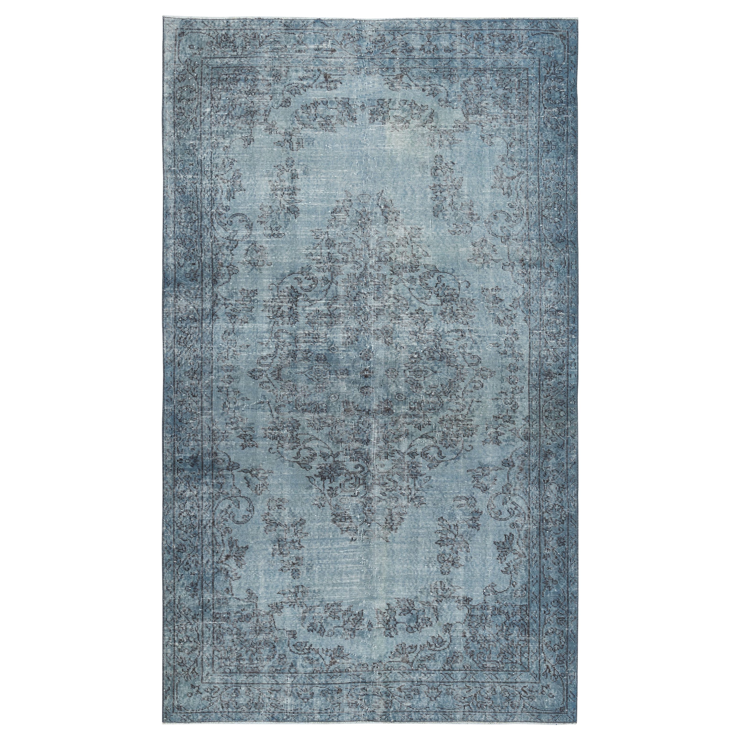5.2x8.8 Ft Light Blue Color Handmade Turkish Wool Area Rug for Modern Interiors (Tapis de laine turque fait à la main pour les intérieurs modernes)
