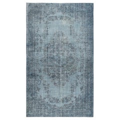 5.2x8.8 Ft Light Blue Color Handmade Turkish Wool Area Rug for Modern Interiors (Tapis de laine turque fait à la main pour les intérieurs modernes)