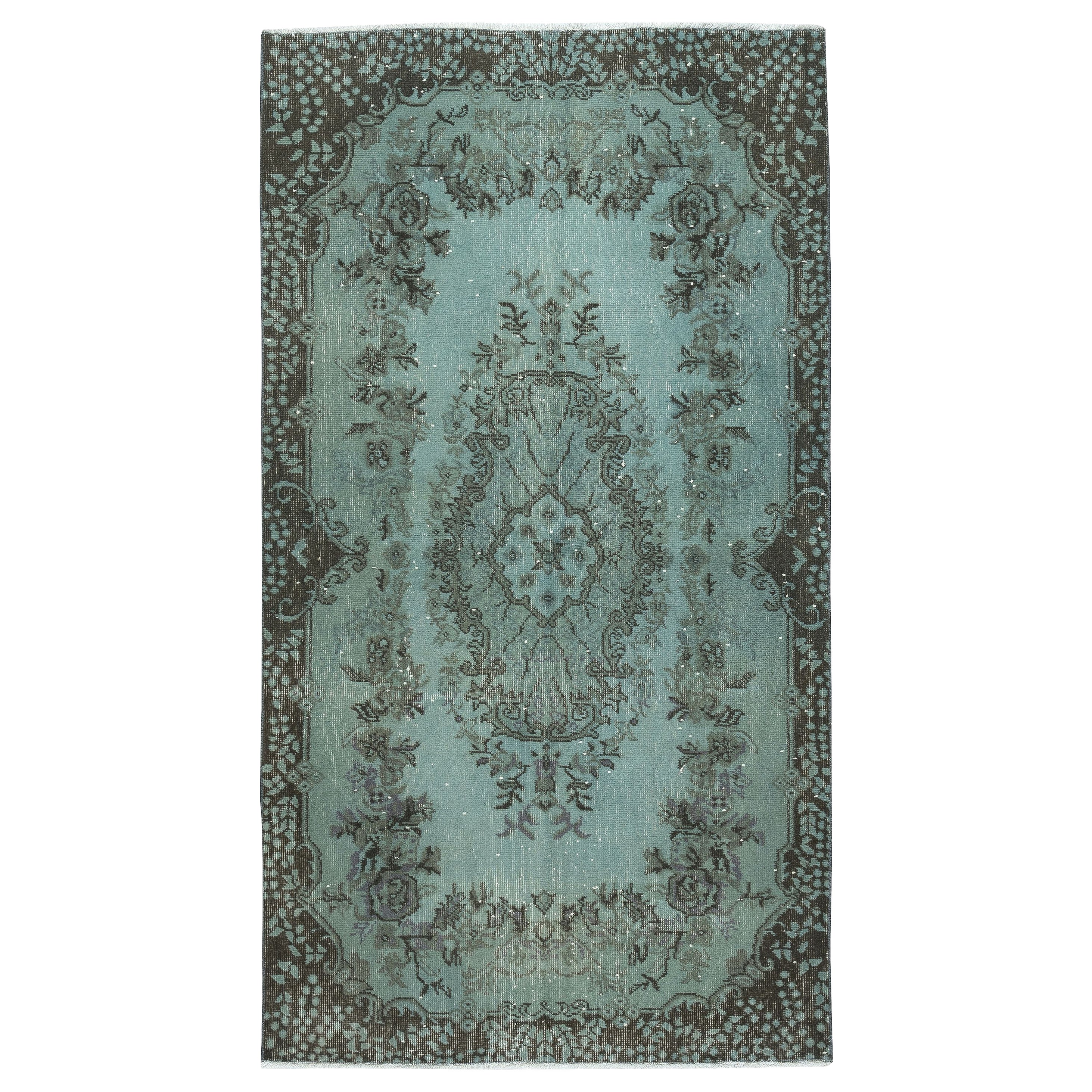 4x7 Ft Contemporary Handmade Turkish Area Rug Over-Dyed in Blue. Revêtements de sol en vente