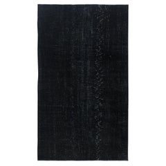 Alfombra teñida de color negro liso, anudada a mano en Turquía, 5,3 x 9 pies