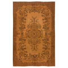 6x9 Ft Orange Handmade Area Rug from Turkey. Decorative Medallion Design Rug