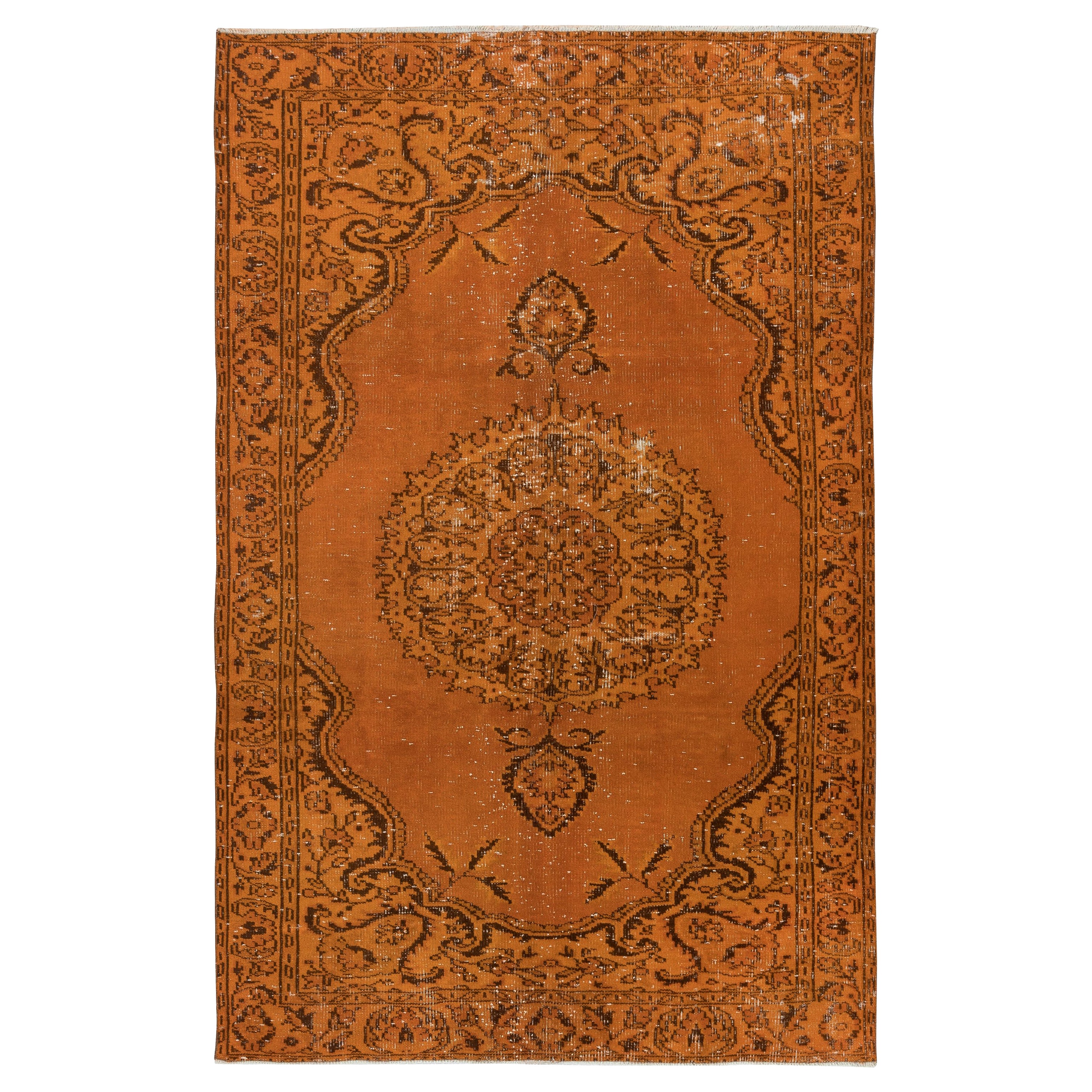 5.8x9 Ft Vivid Orange Rug, Handmade Bohem Carpet, Vibrant Colored Floor Covering