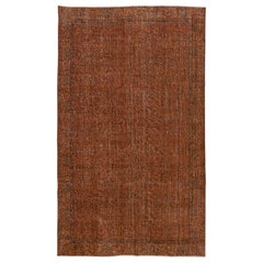 5.4x9 Ft Handmade Area Rug for Kids Room. Orange Modern Living Room Rug