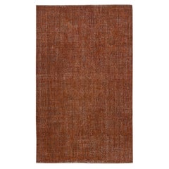 Tappeto di lana turca fatto a mano 5,5x8,7 Ft tinto in arancione per interni moderni