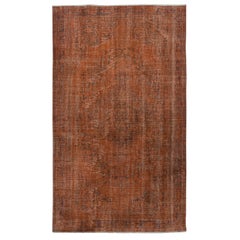 6x10 Ft Handgefertigter Wollteppich im böhmischen Stil. Modern Orange Color Rug