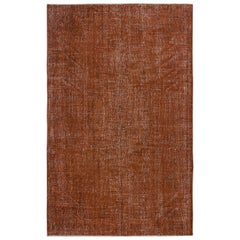 Tappeto vintage turco 5.5x8.7 Ft tinto in arancione per interni moderni